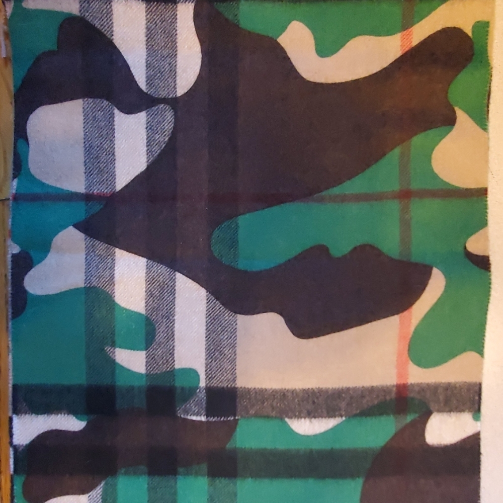 Burberry Camo Print Giant Check Scarf